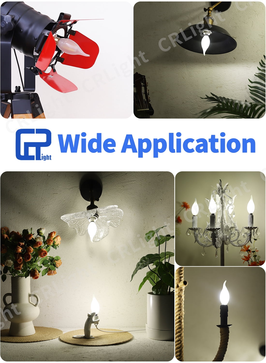 CRLight LED 2W 25W Equivalent Neutral White E12 C35 Decorative Light Bulbs, 6 Pack
