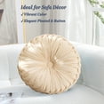 thumbnail image 3 of Velvet Round Decorative Pillow for Couch 15-Inch (Cream), 3 of 7