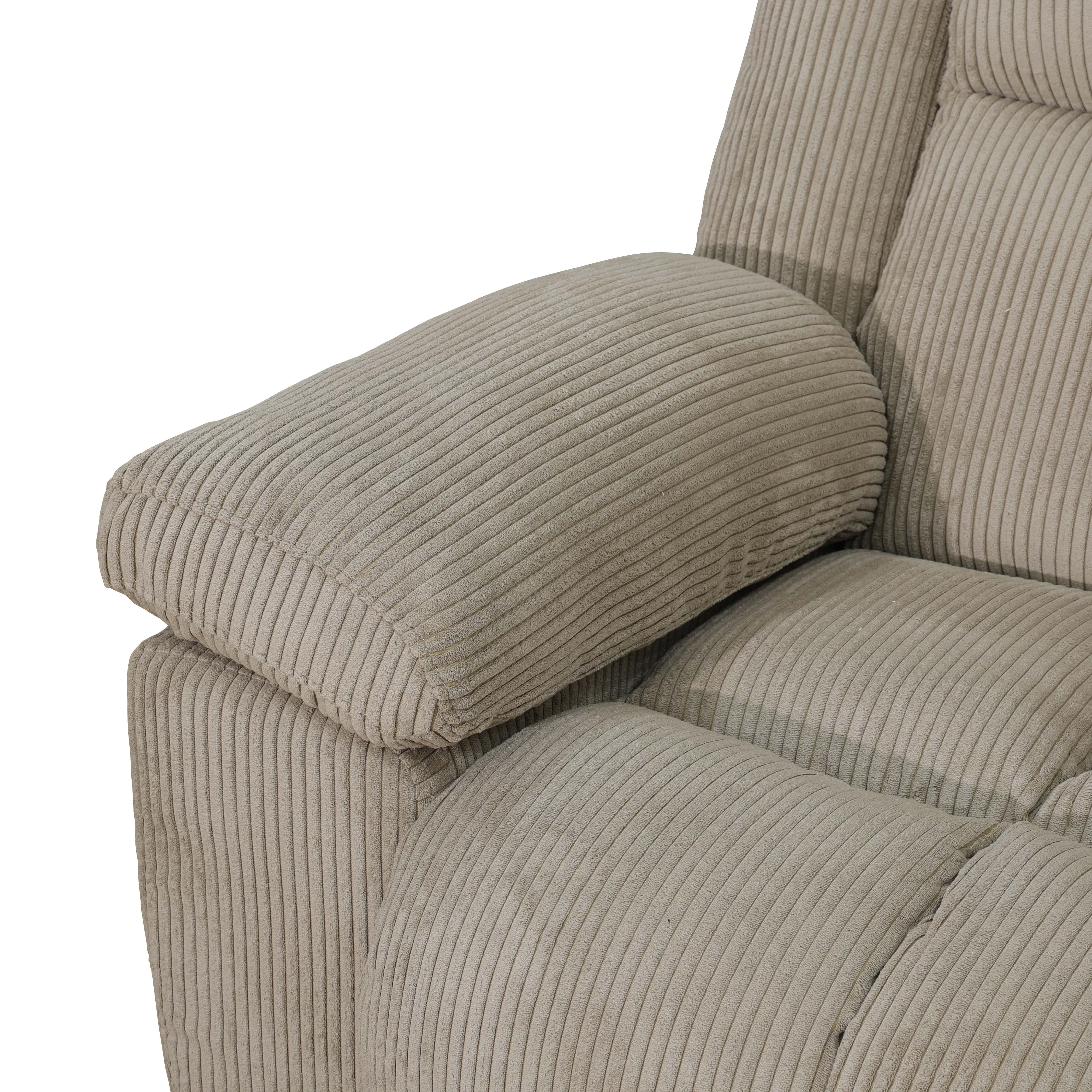 MAYEERTY Reclining Loveseat, 2-Seat Corduroy Fabric Recliner with Storage & Cup Holders for Living Room, Beige