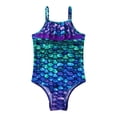 thumbnail image 3 of Alvivi Kids Girls Mermaid Scales One Piece Swimsuit Adjustable Straps Beach Bathing Suit Swimwear, 3 of 7