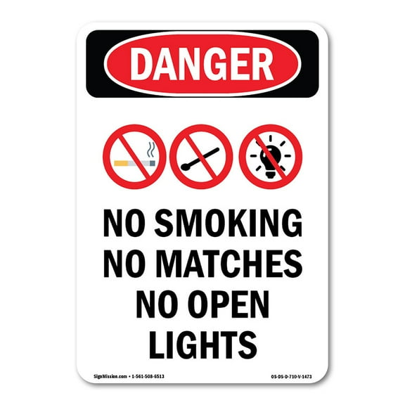 OSHA Danger Sign -  No Smoking No Matches | Plastic Sign | Protect Your Business, Construction Site, Warehouse & Shop Area |  Made in The USA