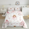thumbnail image 2 of Manfei Pink Castle Elf Queen Comforter Set,Dreamy Fairy Tale Bedding Sets,Kawaii Flowers Butterflies Bedding Comforter Set For Girls Kids,Ultra Soft Home Decor Reversible,3 Pieces, 2 of 8
