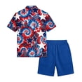 thumbnail image 5 of Youpwaven Men's 250th Anniversary Patriotic Outfit Set, Commemorative Short Sleeve Button Down Shirt & Mesh Shorts, 2-Piece USA Flag Celebratory Suit, 5 of 6
