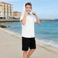 thumbnail image 6 of OGLCCG Teen Boys Cotton Linen Hoodies Button Down Short Sleeve Hooded Shirts Summer Breathable Casual Beach Hawaii Shirt 3-13 Years, 6 of 8