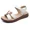 White, variant on Women's Two-Tone PU Wedge Sandals, Adjustable Hook-and-Loop Ankle Strap Casual Footwear