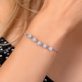 thumbnail image 3 of Gem Stone King 925 Sterling Silver Pink Created Sapphire Bracelet for Women Set with Moissanite (2.70 Cttw), 3 of 5