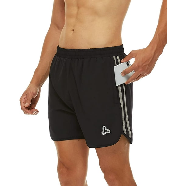 AIMTYD Men's 5 Soccer Running Workout Training Shorts with Zipper