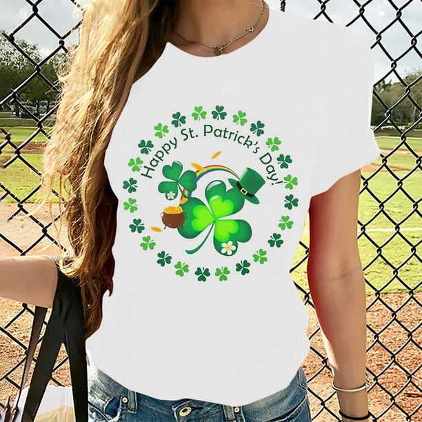 Fiudx Liquidación de Ahorros de Verano Blusa de Manga Corta con Cuello Redondo y Estampado a La Moda para Mujer