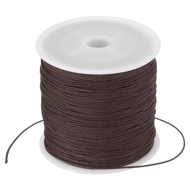 Unique Bargains 0.8mm x 109 Yard Nylon Satin Cord 0.8mm Beading String Braided Rope, Brown