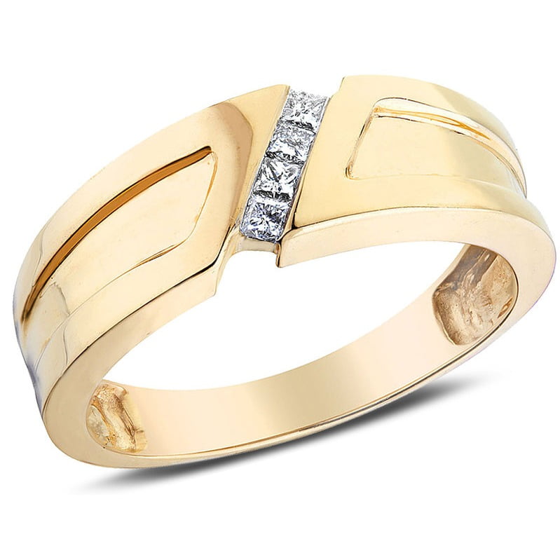 Mens Diamond Wedding Band 1/7 Carat (ctw) in 14K Yellow Gold Walmart