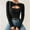 Black, variant on Oplxuo Women's Long Sleeve Sexy Cut Out T-Shirt Ribbed Knit Twist Front Slim Fit Tee Tops Pullover Sweaters
