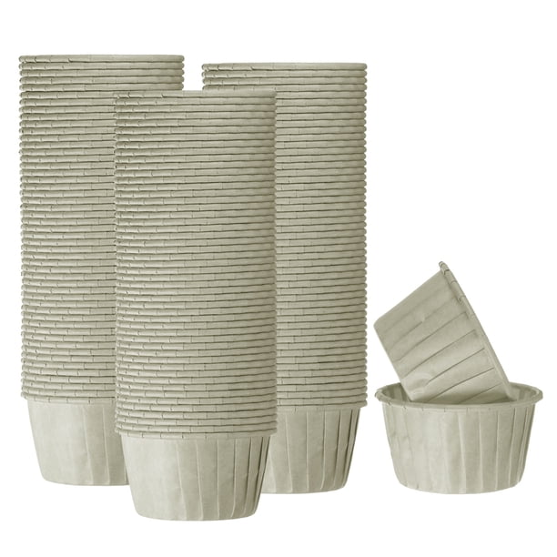 150pcs 3.5oz Moldes para Magdalenas de Papel de Tamaño Estándar Envoltorios Antiadherentes Desechables para Bodas Cumpleaños Navidad Postres Gris