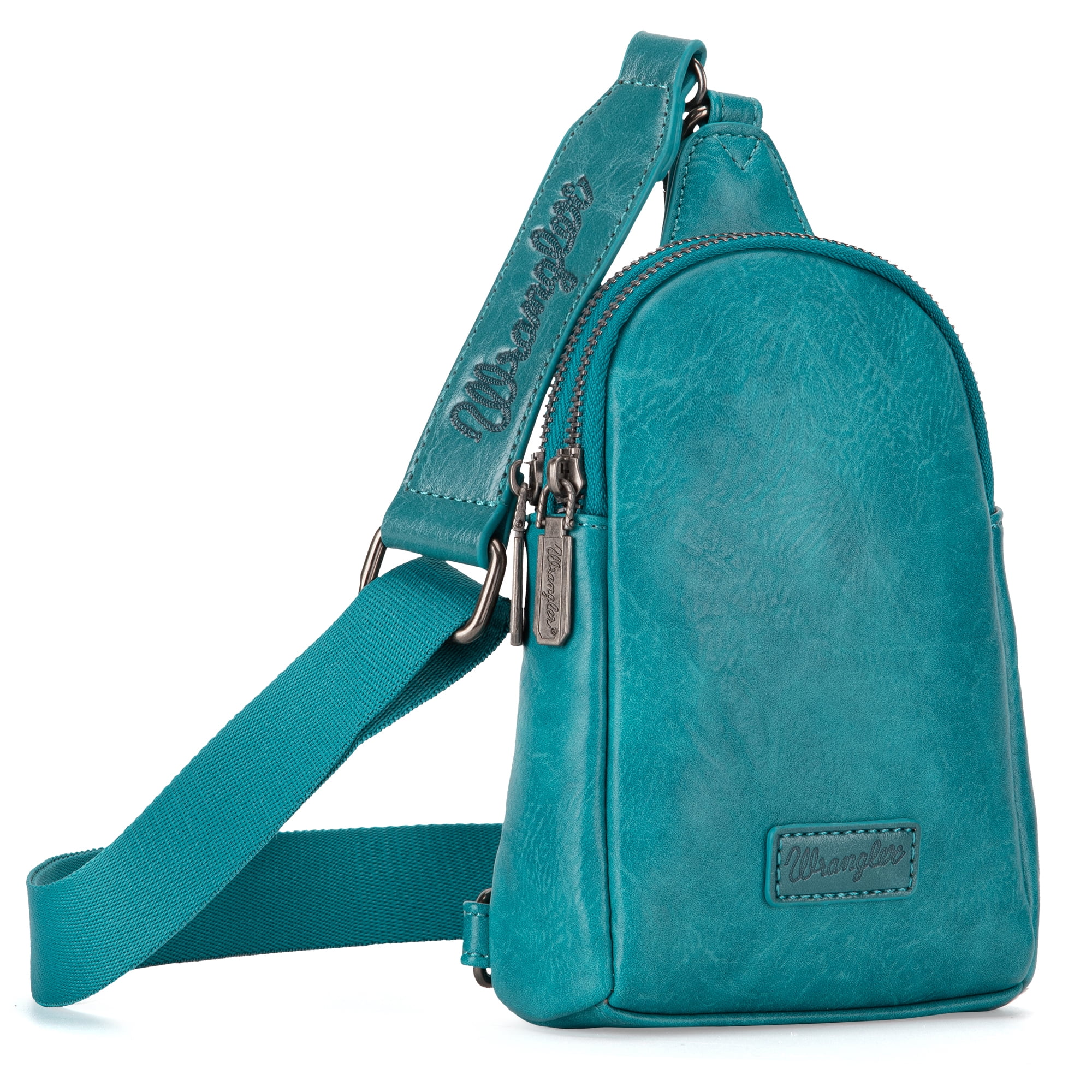 Wrangler Crossbody Sling Bags for Women Cross Body Fanny Pack Purse with Detachable Strap Zipper 7.5 "H, Blue
