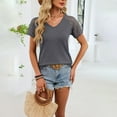 thumbnail image 4 of ATENAR Blouses For Women Casual Short Sleeve Shirts Hollow Out Dressy Tops For Women Gray L, 4 of 8