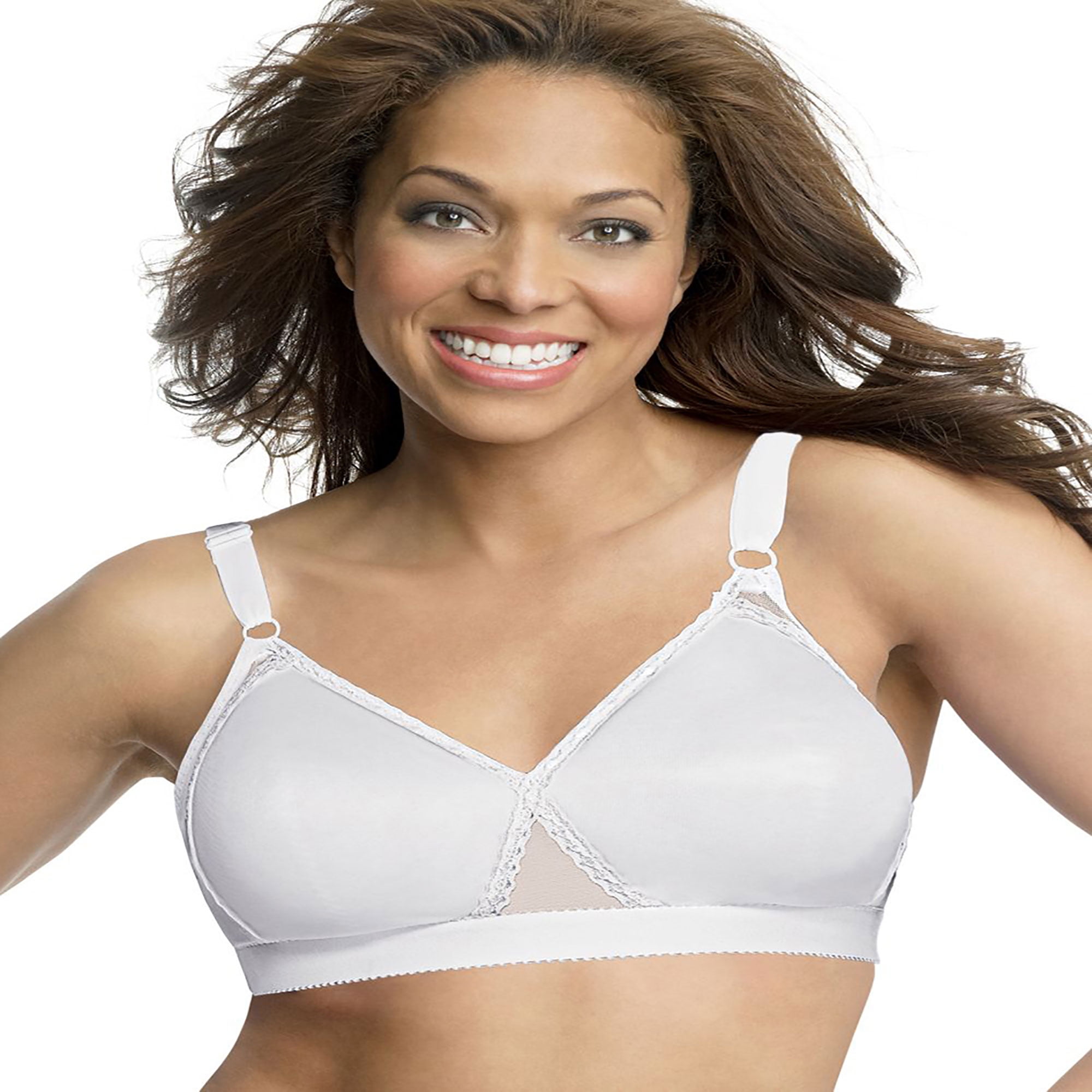 White Playtex Cross Your Heart 152 Classic Non-wired,Soft Cup,Lace,Support Bra