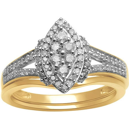 1/2ct. T.W. Diamond Marquise Shaped 10kt Yellow Gold Bridal Set