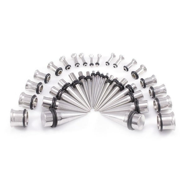 36Pc. Ear Stretching Kit 316L Surgical Steel Tapers and Tunnel
