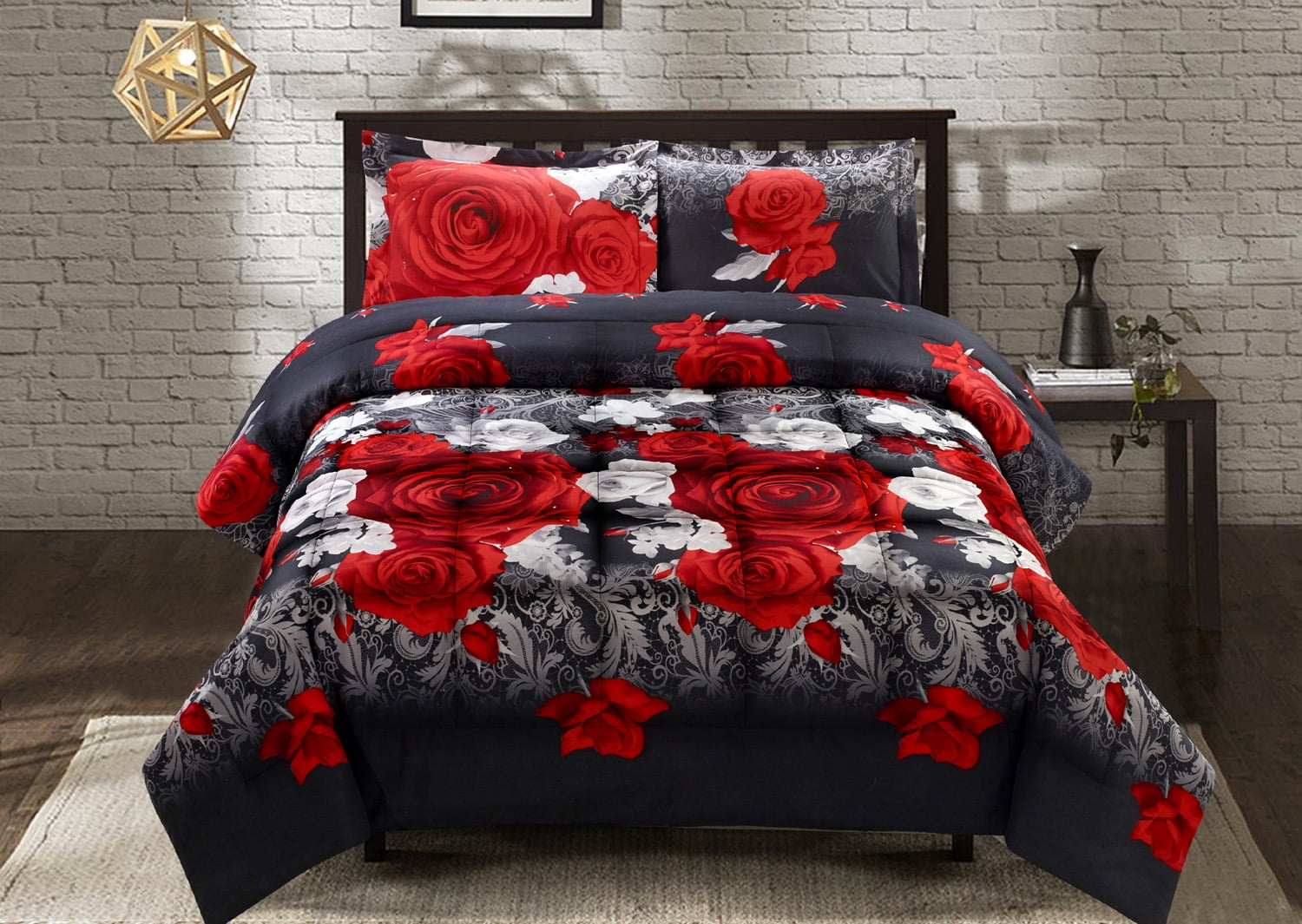 Unique Home 3 Piece Promise Bed in A Bag Clearance Bedding Comforter Duvet Set Fade Resistant, Super Soft (Queen, Gray)
