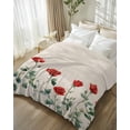 thumbnail image 3 of Flannel Fleece Throw Blanket Spring Red Rose Flower on Vintage Linen Lightweight Soft Plush Blankets,Watercolor Pastoral Floral Cozy Warm Throw Blanket for Couch Sofa Bed Car Office 40x50in, 3 of 9