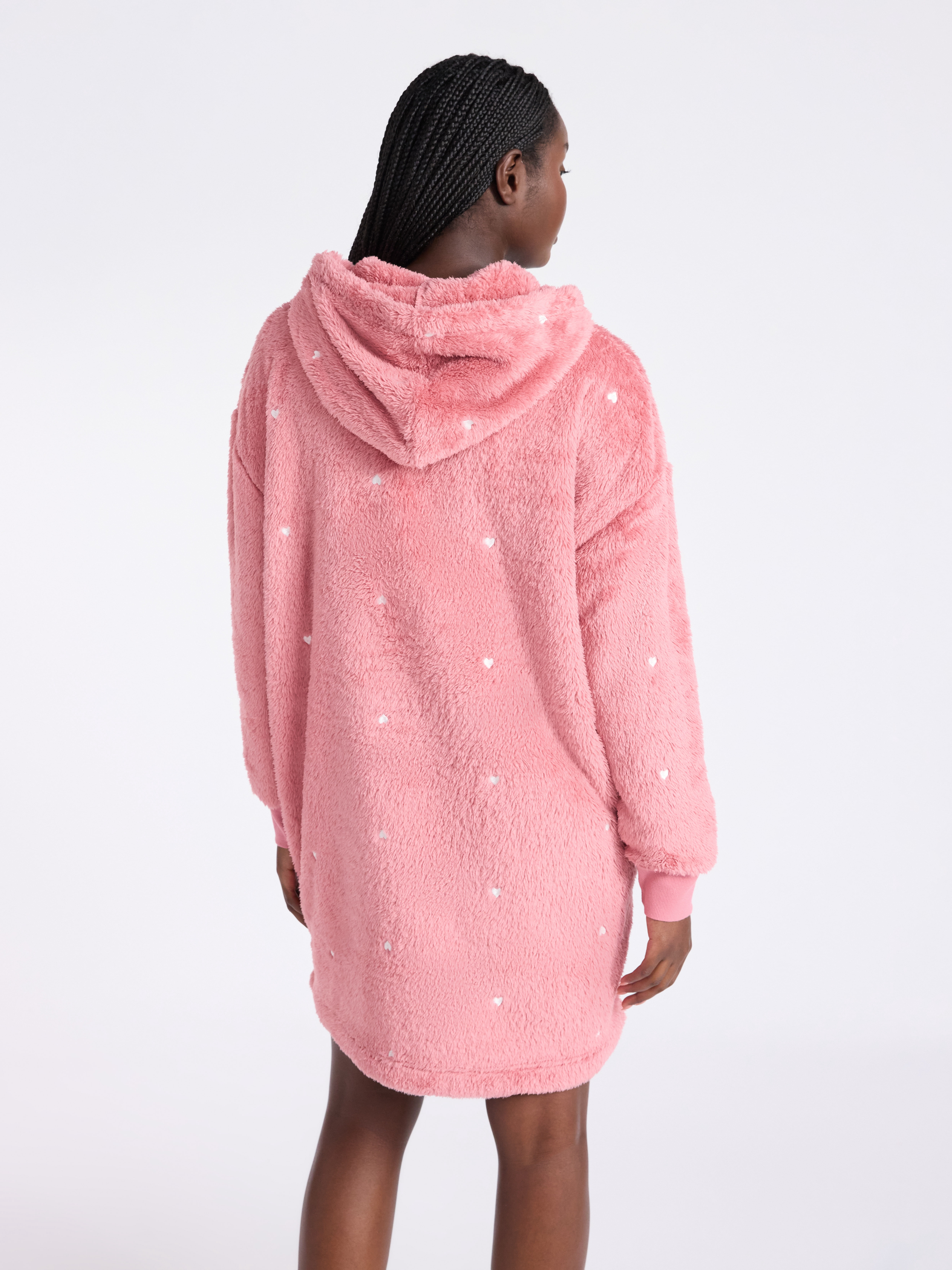 Joyspun Women's Oversized Hooded Plush Lounger, Size XS-3X