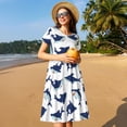 thumbnail image 4 of Balery Cute Shark Vestidos sueltos de manga corta para mujer, vestidos de verano 2025, vestidos casuales de corte A con vuelo., 4 of 6