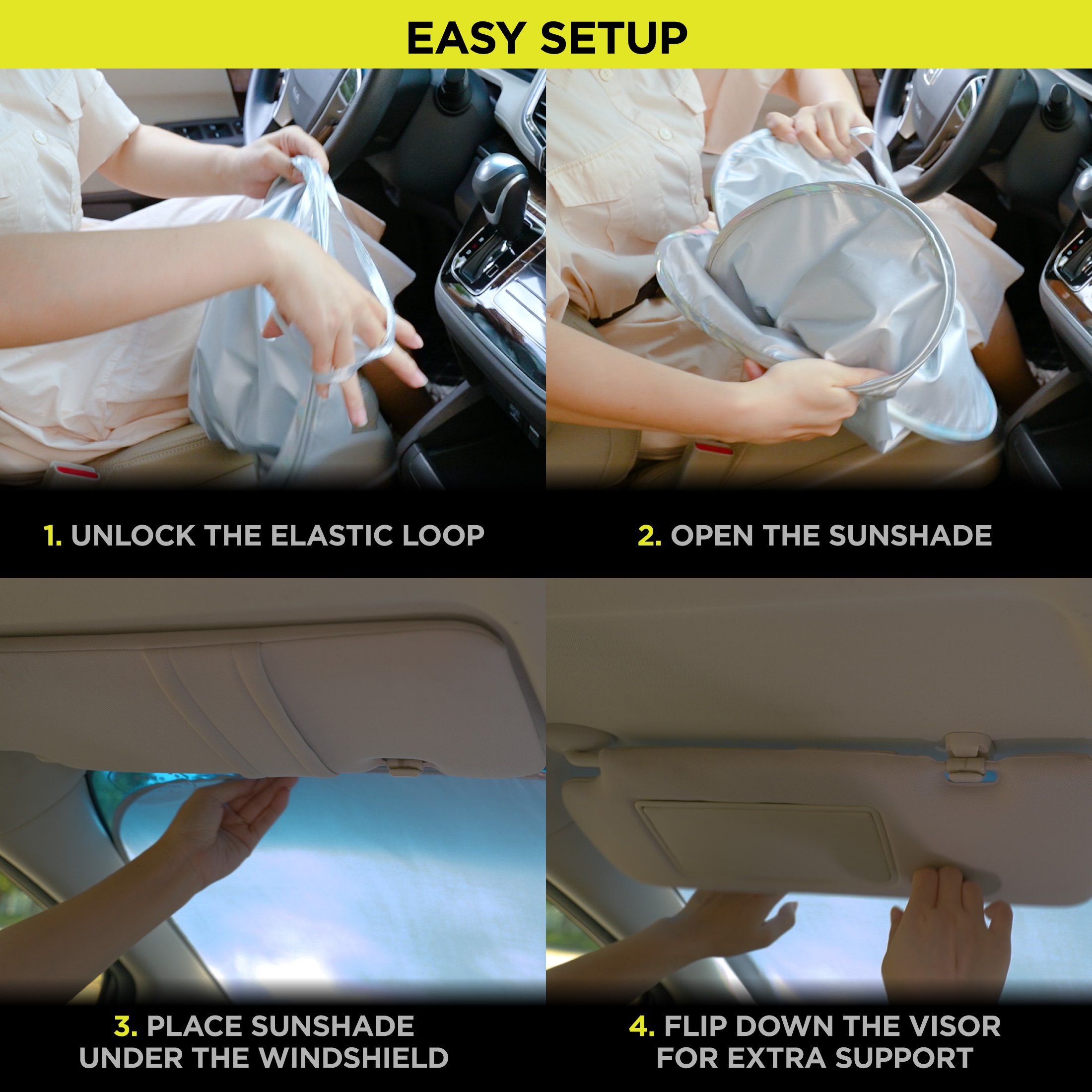 Auto Drive Universal Windshield Sunshade White 2-Pack photo 5