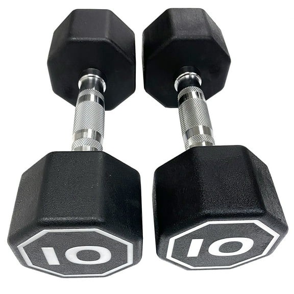 Premium 10 lb Octagonal Dumbbells (Set of 2) with Chrome Knurled Handle for Push-Ups. Durable RPE Coating, Easy-Read Numbers. Ideal for Home & Gym Workouts.