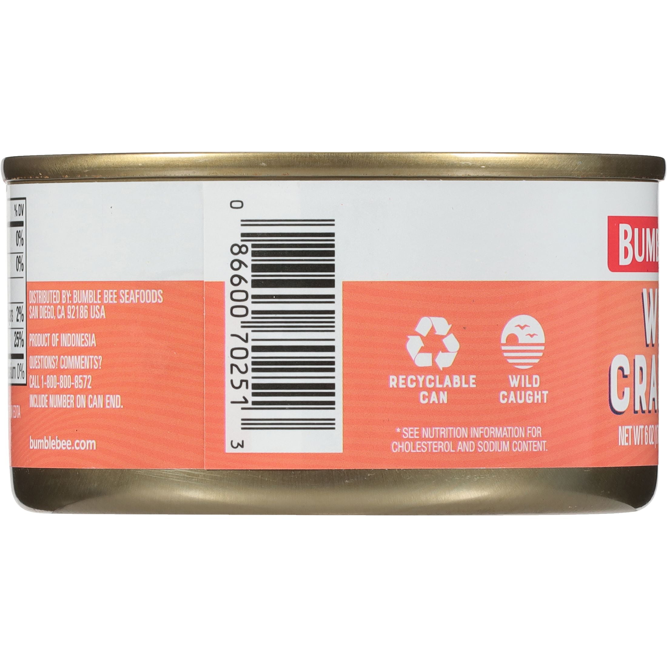 (12 pack) Bumble Bee Wild Caught White Crabmeat, 14g Protein Per Serving, Shelf Stable Can, 6oz