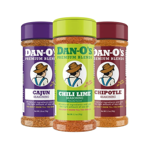 Dan-O's Seasoning - Small 3 Bottle Combo - Cajun, Chipotle, & Chili Lime
