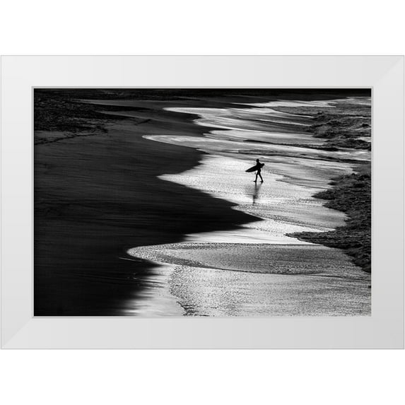 Domont, Jois 14x11 White Modern Wood Framed Museum Art Print Titled - Lonely surfer 2