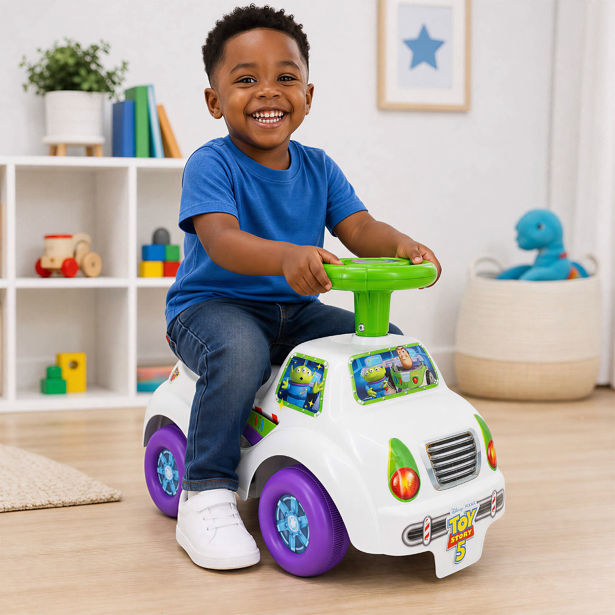 Kiddieland: My First Ride-On - Buzz Lightyear - Disney Lights & Sounds Foot-To-Floor Vehicle, Interactive Dashboard, In-Outdoor Play, Toddler 12-36mo