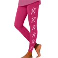 thumbnail image 3 of Women's Leggings Cancer Awareness Pink Ribbon Print Breathable Seamless Casual Tummy Control Leggings, 3 of 5