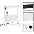 thumbnail image 6 of 2-Tier Rolling Cart with Charging Station, Mobile Side Table with 2 Outlets & 3 USB Ports, Industrial Record Player Stand with Wheels & Adjustable Feet, Printer Stand for Home Office, 6 of 6
