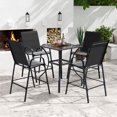 thumbnail image 4 of Gymax 4PCS Outdoor Bar Stools 29'' Fabric Bar Height Stools w/ Armrests & Footrest Black, 4 of 10
