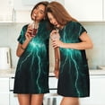thumbnail image 4 of Pofeuu Green Lightning Flash Print Women's Loose Fit Short Sleeve Nightgown, Comfortable Sleep Dress for Women, Casual Lounge Sleepwear, Soft Cotton Sleep Dress, 4 of 6