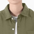 thumbnail image 4 of VgaVtl Mens Collared Shirt Elbow-Length Summer Oversized Button Solid Color Casual Mens Tops Everyday Breathable, 4 of 5