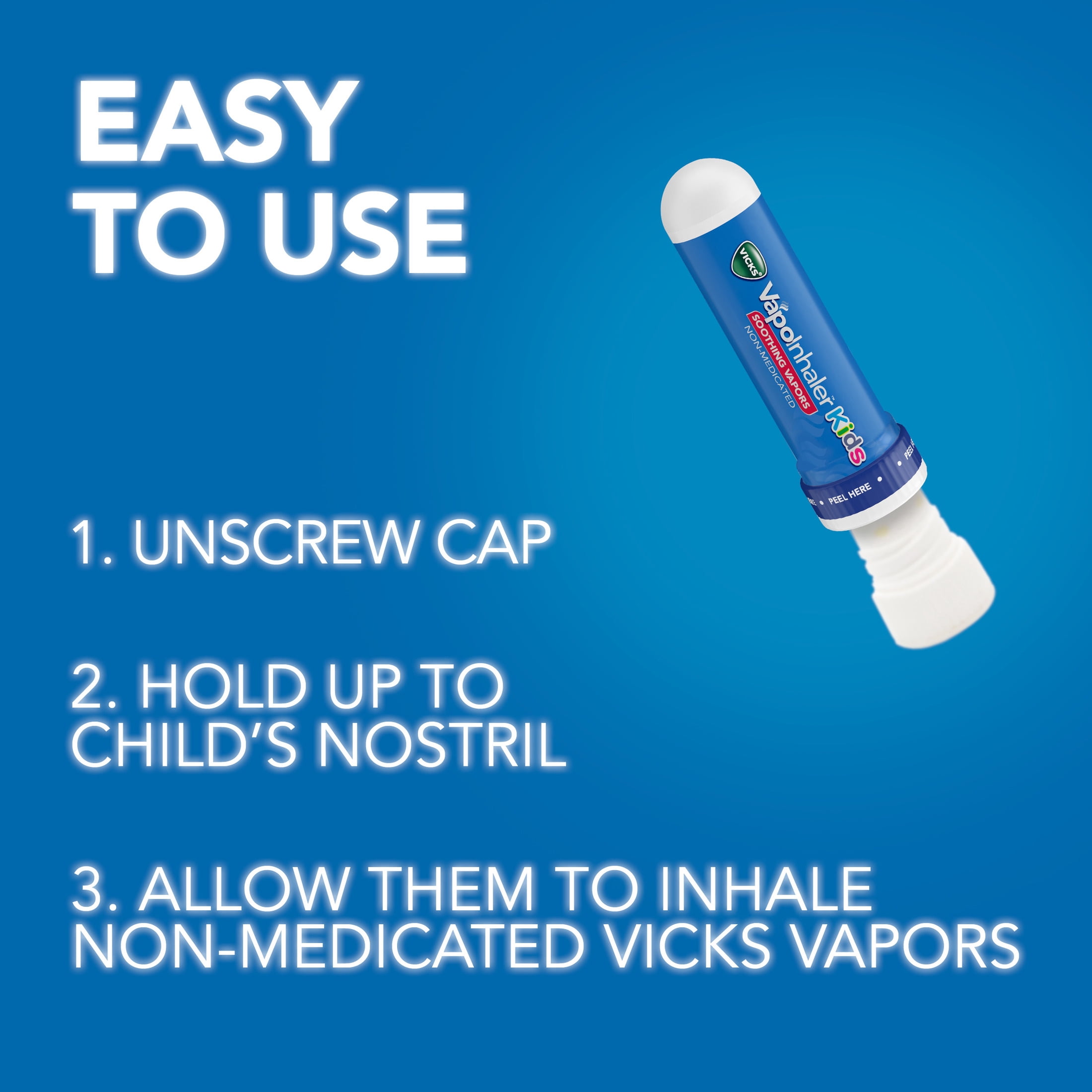 Vicks VapoInhaler Kids, Portable Nasal Inhaler, Non-Medicated, 1 Scented Stick