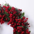 thumbnail image 6 of Christmas Red Berry Wreath Holiday Front Door Décor,Lifelike Full Berries Flexible Branches,No-Fade Durable Design for Mall Hotel Office Fireplace Wall Display,Winter Party Xmas Decorations-red, 6 of 6