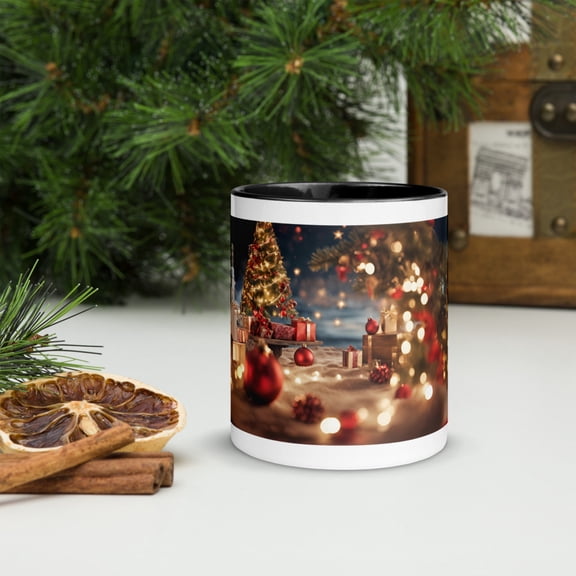 Christmas Mug with Color Inside - 11 Ounces (Black)