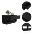 thumbnail image 4 of Storage Cabinet, Two Drawers, Open Shelves - Black Wood Accent Cabinet, 35.8 Inch Wide, Living Room, Bedroom, Office Furniture, 4 of 6
