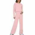thumbnail image 2 of HAPIMO Womens 2 Piece Lounge Sets Casual Sweatsuits Matching Set Long Sleeve Pullover Tops with Elastic Waist Wide Leg Pant Homewear Sets Pink S, 2 of 7