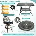 thumbnail image 2 of MEETWARM 10-Piece Outdoor High Patio Dining Set, Free-Rust Cast Aluminum Patio Bar Table and Chairs Set, Includes 8 Swivel Bar Stools & 64" Bar Height Dining Table W/ 35.4" Lazy Susan, Umbrella Hole, 2 of 7