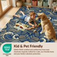 thumbnail image 4 of Design&I 9'x12' Washable Area Rug Nautical Seashell Starfish Kanagawa Wave Ocean Themed Turtle Round Refined for Master Suite, Under Bed, Sleek Flatweave Pet Friendly, 4 of 7