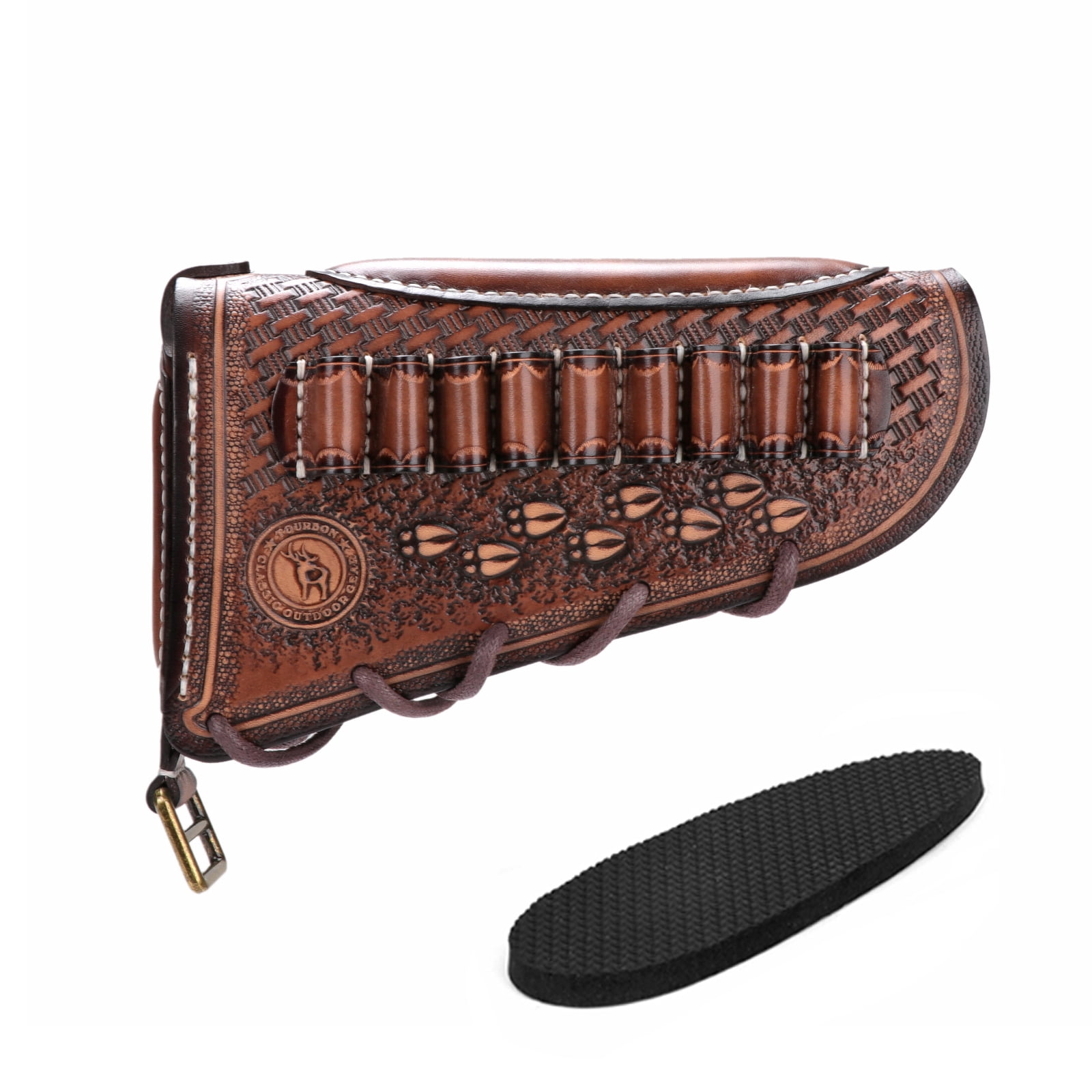 TOURBON Vintage Leather Recoil Pad for Hunting ,  Adjustable,  Brown
