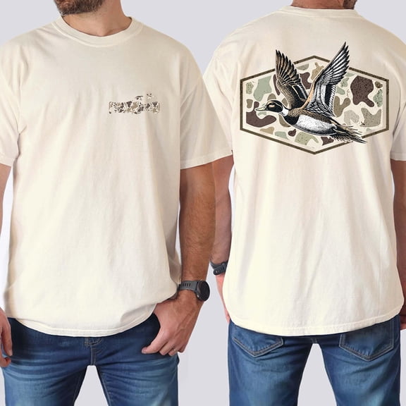 Camo Duck Hunting Mallard Flight Graphic Casual T-Shirt for Men and Women