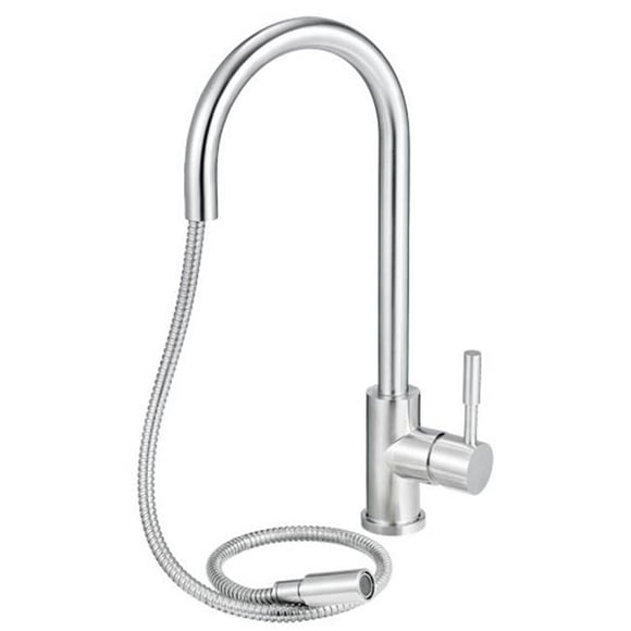 ALFI Trade AB2028-BSS Solid Brushed Stainless Steel Single Hold Pull Down Kitchen Faucet
