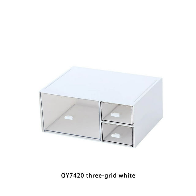 Box Organizer Storage Drawer Shelf Cosmetics Brush Lipsticks Nail Dressing Makeup Case Table Sorting Rack Supplies White Three Grid