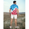 thumbnail image 2 of LA LEELA Men's 4th of July Patriotic US American Flag Tshirt Short Sleeve Tie Dye Tee Crewneck Cotton T-Shirts Shirts for Men L Stars, Blue, 2 of 5