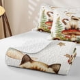 thumbnail image 4 of Erosebridal Kawaii Kitten Quilt King, Cute Mushroom King Coverlet Set, Polka Dots Reversible, Warm Sepia, 3 Pieces (1 Bedspread and 2 Pillowcases), 4 of 7