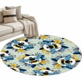 thumbnail image 2 of Bees Round Living Room Rugs 3.3 ft, Yellow Blue Leaves Bee Green Texture Washable Area Rug with Non-Slip Sturdy Edge Binding Round Front Door Mat Floor Carpet for Entryway, 2 of 9